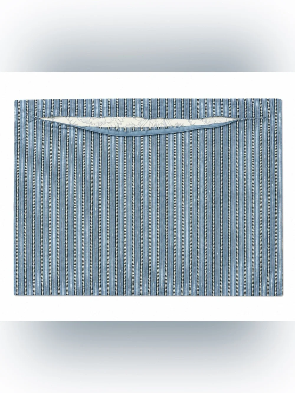 Echo Design Blue Floral - Stripe Two Side Zip Cotton Pillow Shams 26